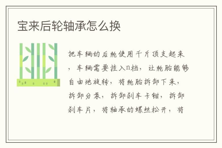 宝来后轮轴承怎么换