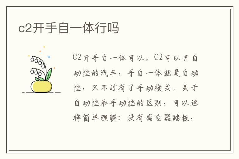 c2开手自一体行吗