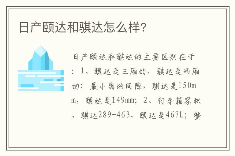 日产颐达和骐达怎么样?
