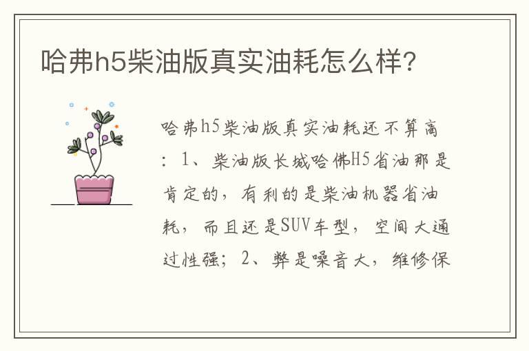 哈弗h5柴油版真实油耗怎么样?