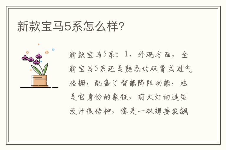新款宝马5系怎么样?