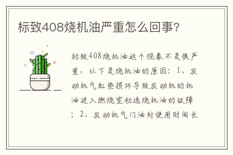标致408烧机油严重怎么回事?