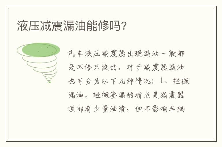 液压减震漏油能修吗?