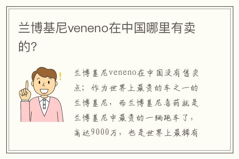 兰博基尼veneno在中国哪里有卖的?