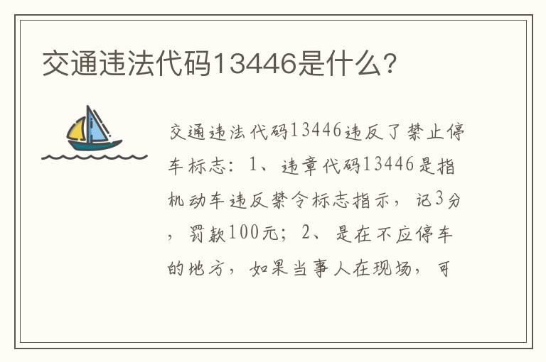 交通违法代码13446是什么?