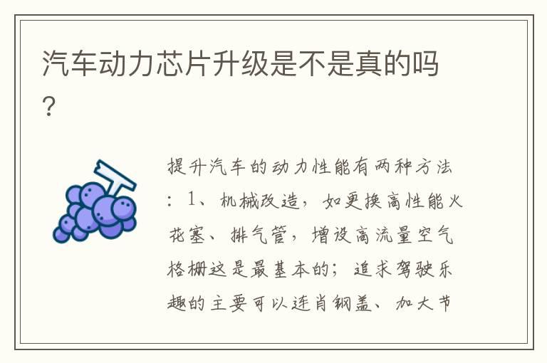 汽车动力芯片升级是不是真的吗?