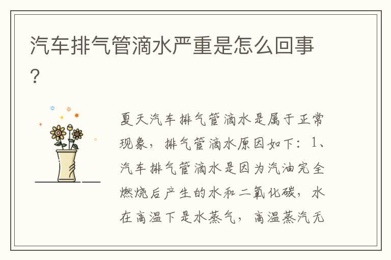 汽车排气管滴水严重是怎么回事?