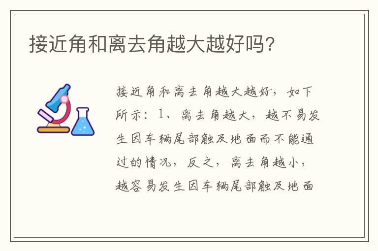 接近角和离去角越大越好吗?