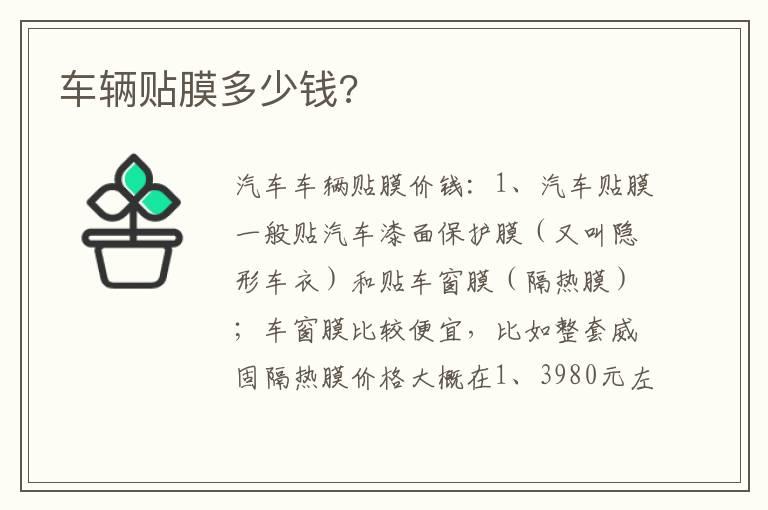 车辆贴膜多少钱?