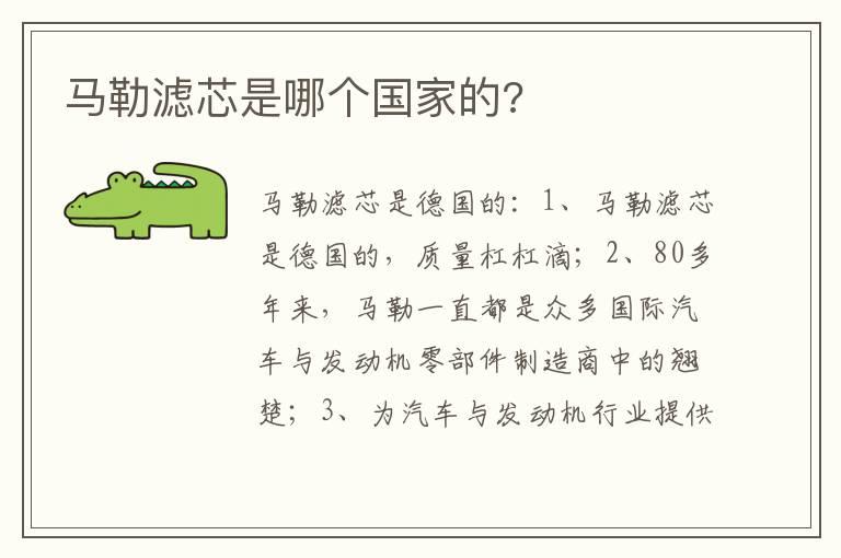 马勒滤芯是哪个国家的?