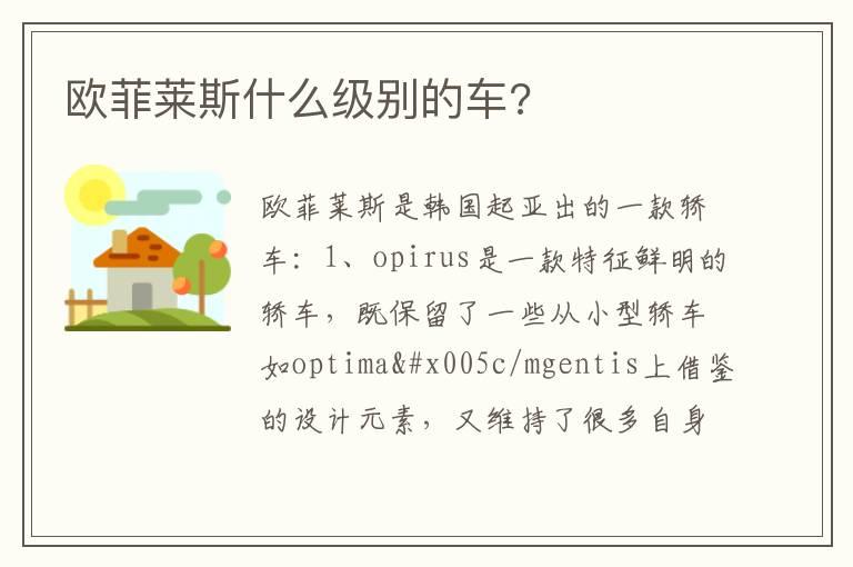 欧菲莱斯什么级别的车?