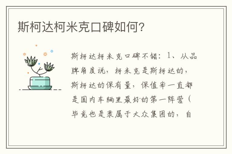 斯柯达柯米克口碑如何?
