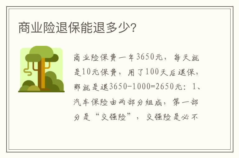 商业险退保能退多少?