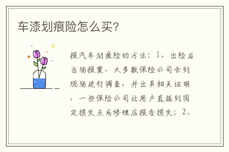 车漆划痕险怎么买?
