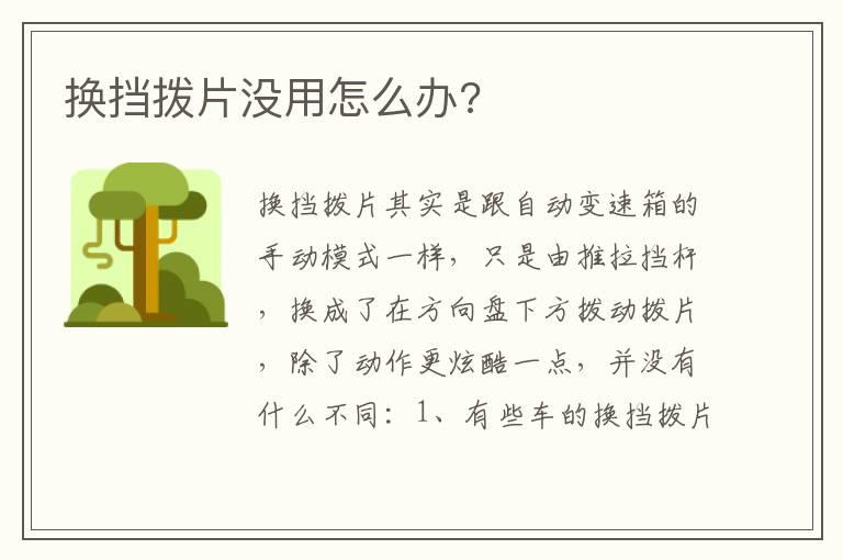 换挡拨片没用怎么办?