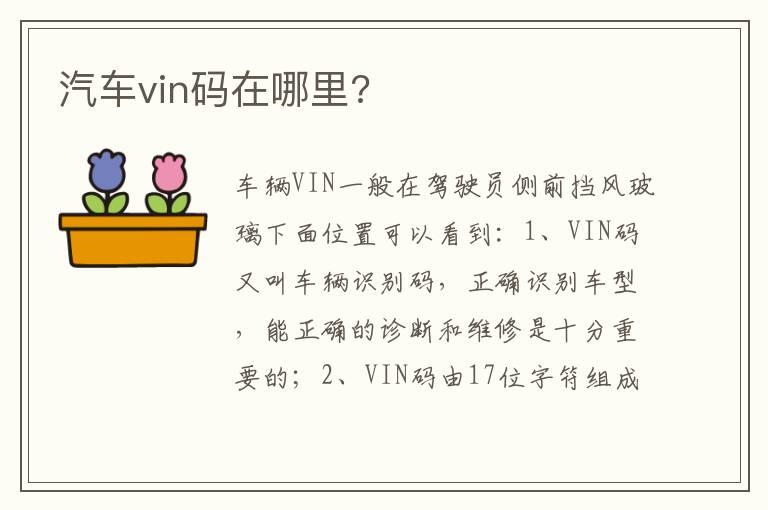 汽车vin码在哪里?