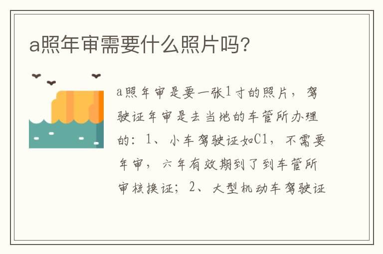 a照年审需要什么照片吗?