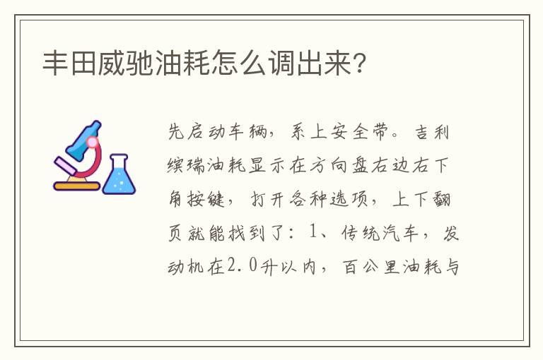 丰田威驰油耗怎么调出来?