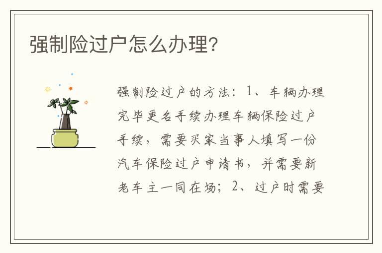 强制险过户怎么办理?