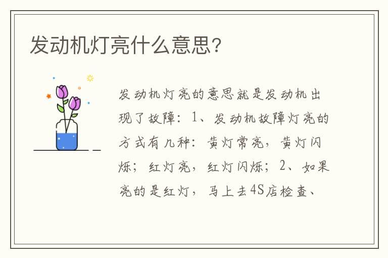 发动机灯亮什么意思?