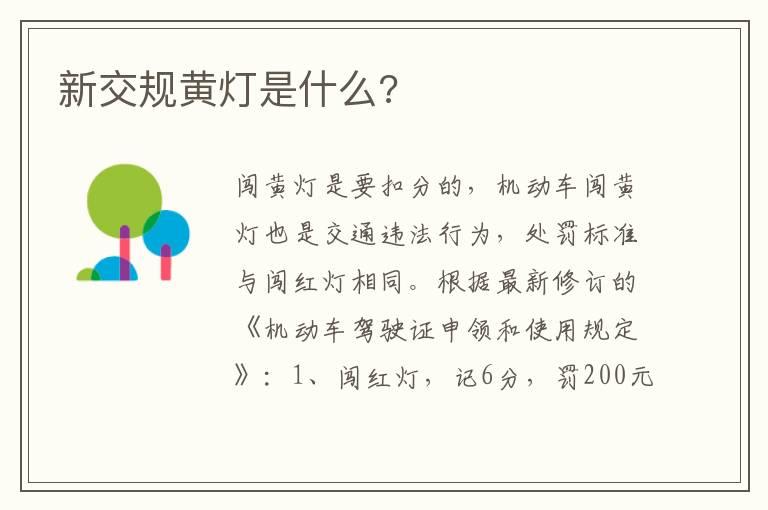 新交规黄灯是什么?