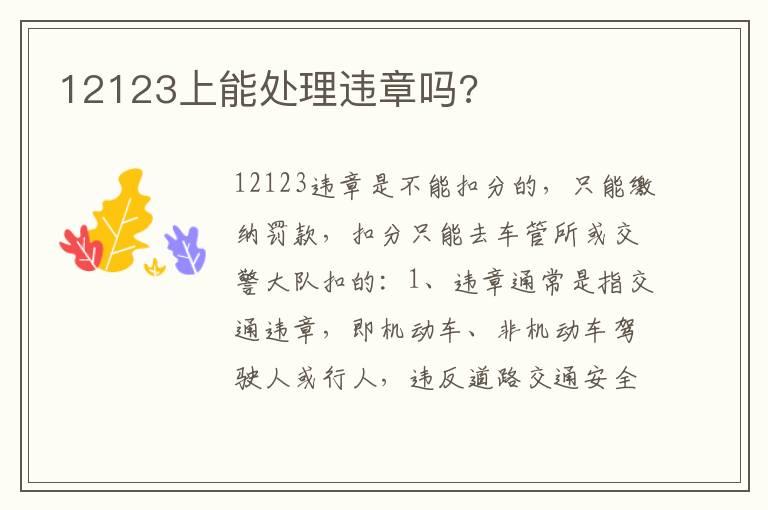 12123上能处理违章吗?