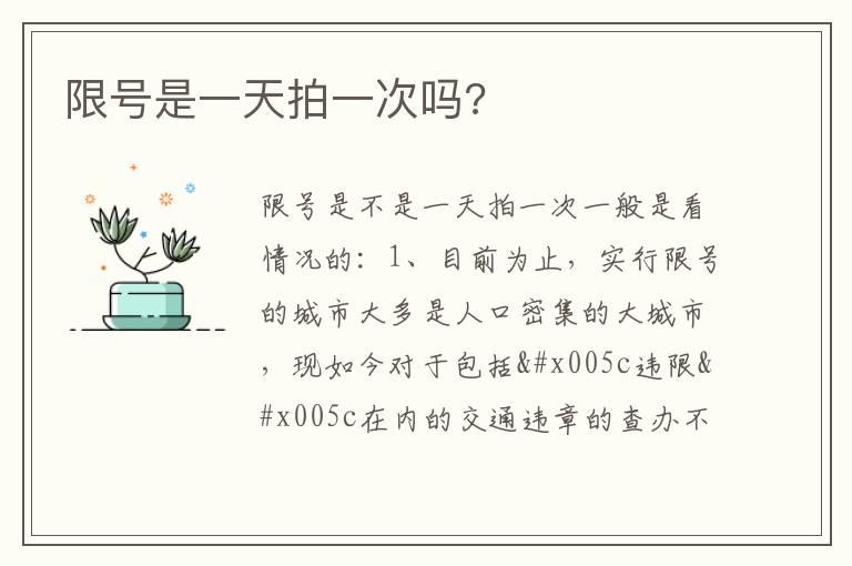 限号是一天拍一次吗?