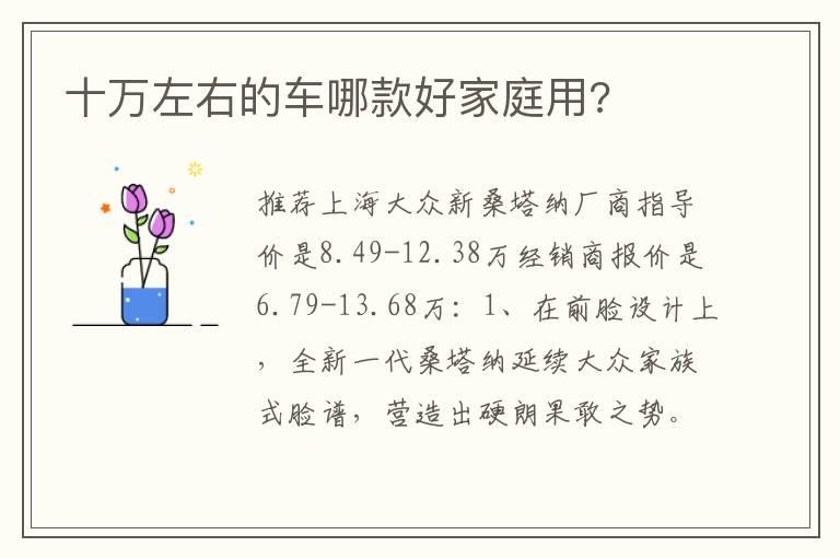 十万左右的车哪款好家庭用?