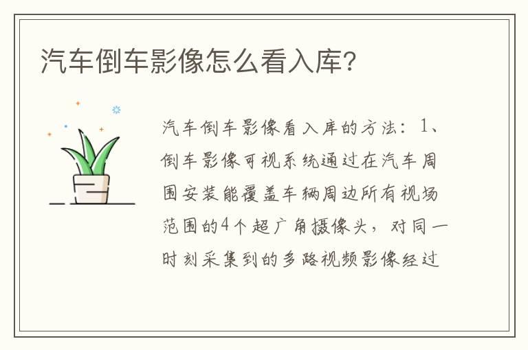 汽车倒车影像怎么看入库?