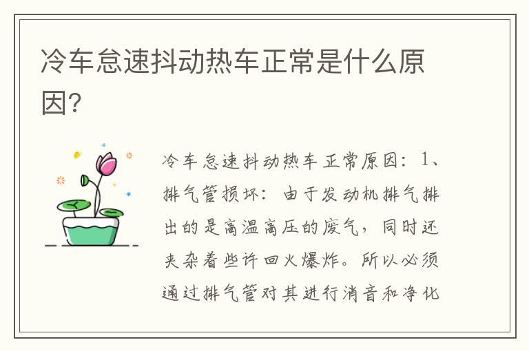 冷车怠速抖动热车正常是什么原因?