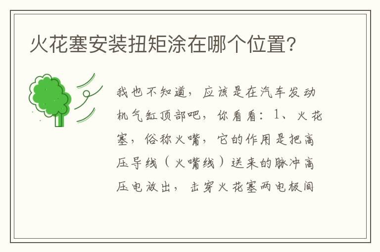 火花塞安装扭矩涂在哪个位置?