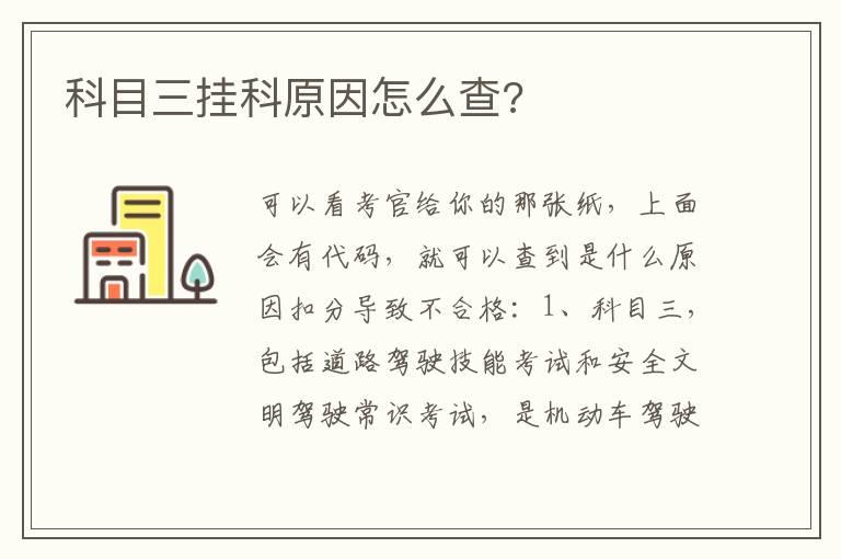 科目三挂科原因怎么查?