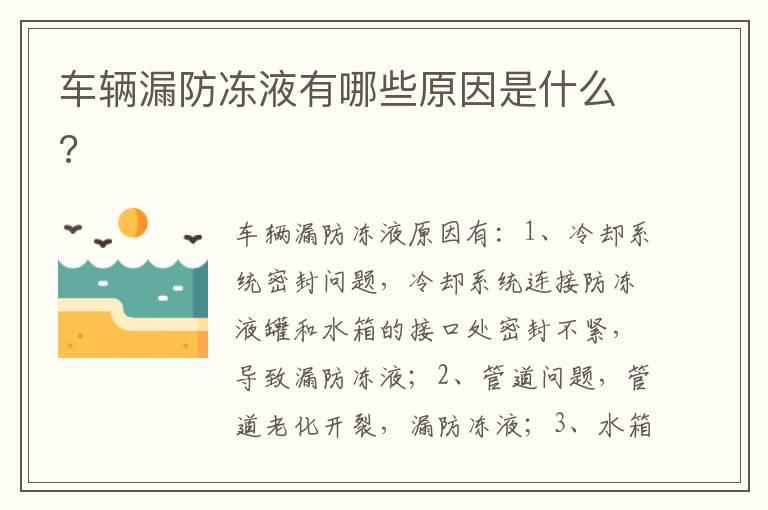 车辆漏防冻液有哪些原因是什么?