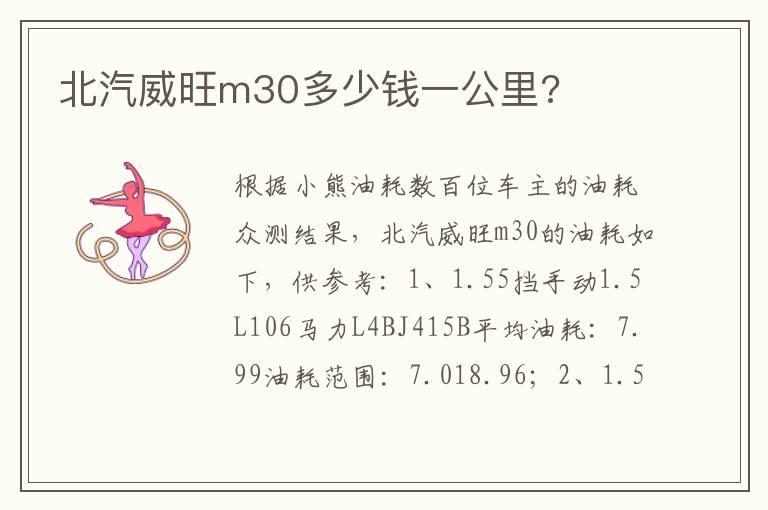 北汽威旺m30多少钱一公里?