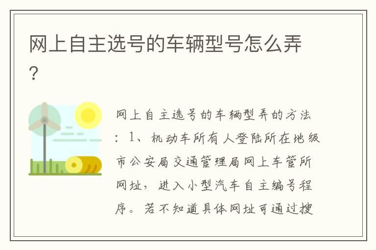 网上自主选号的车辆型号怎么弄?