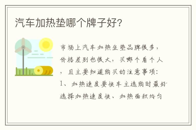 汽车加热垫哪个牌子好?