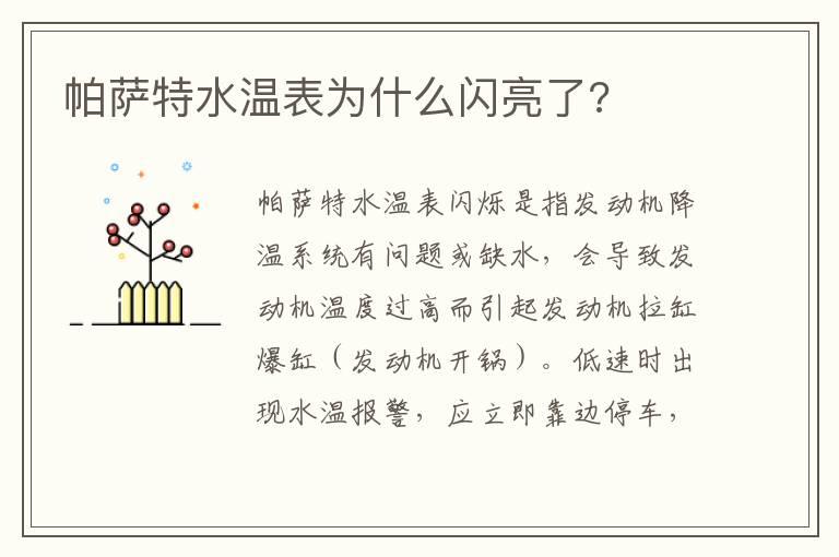 帕萨特水温表为什么闪亮了?