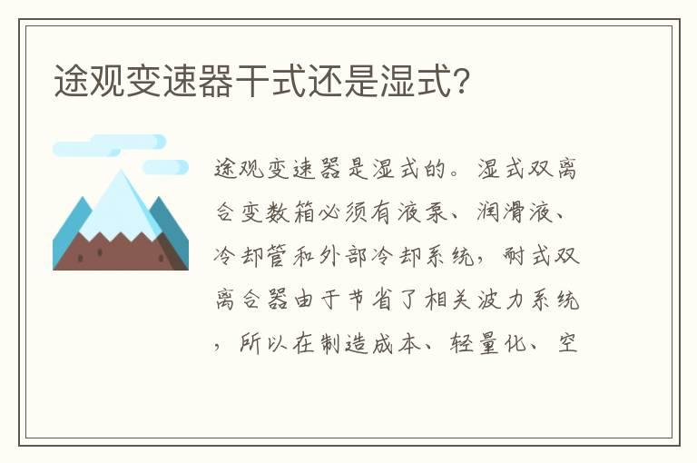 途观变速器干式还是湿式?