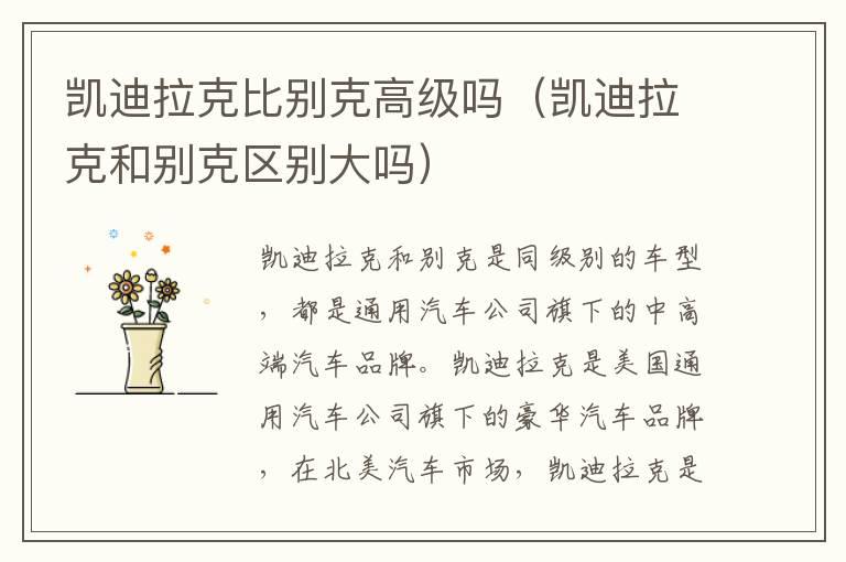 凯迪拉克比别克高级吗（凯迪拉克和别克区别大吗）