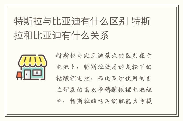 特斯拉与比亚迪有什么区别 特斯拉和比亚迪有什么关系