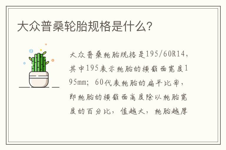 大众普桑轮胎规格是什么？