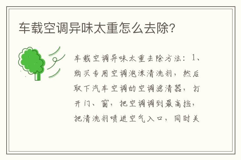 车载空调异味太重怎么去除?