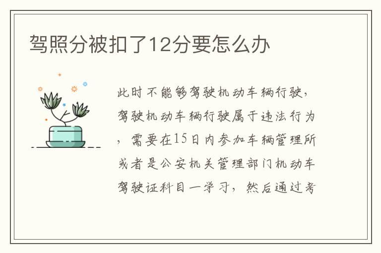 驾照分被扣了12分要怎么办