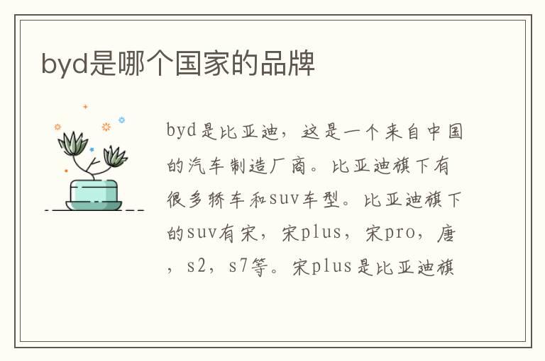 byd是哪个国家的品牌
