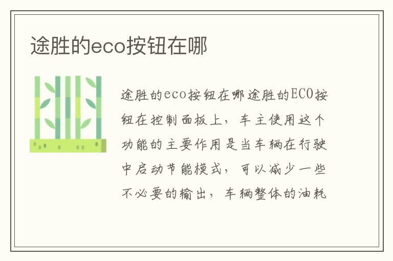 途胜的eco按钮在哪