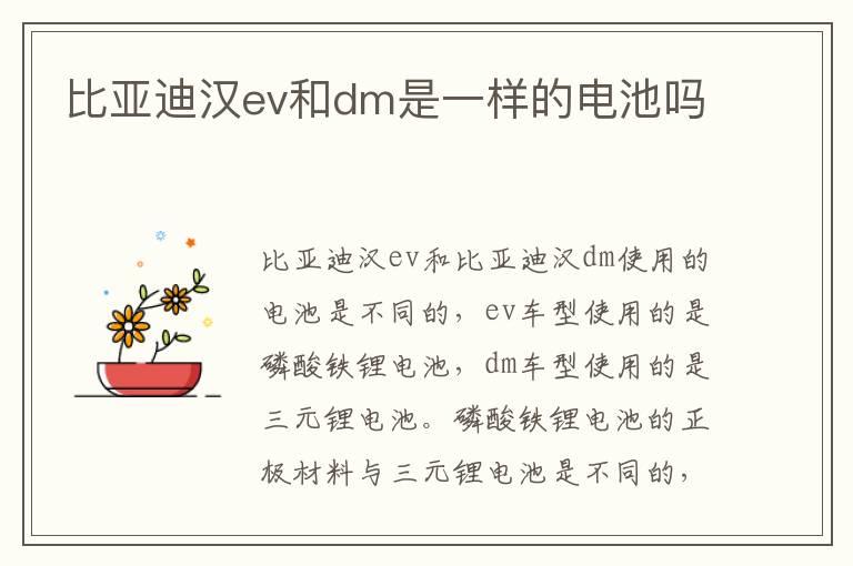 比亚迪汉ev和dm是一样的电池吗