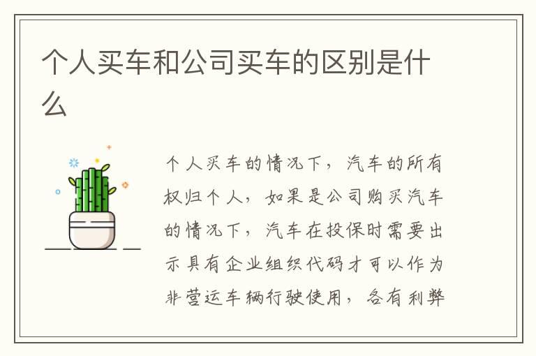 个人买车和公司买车的区别是什么