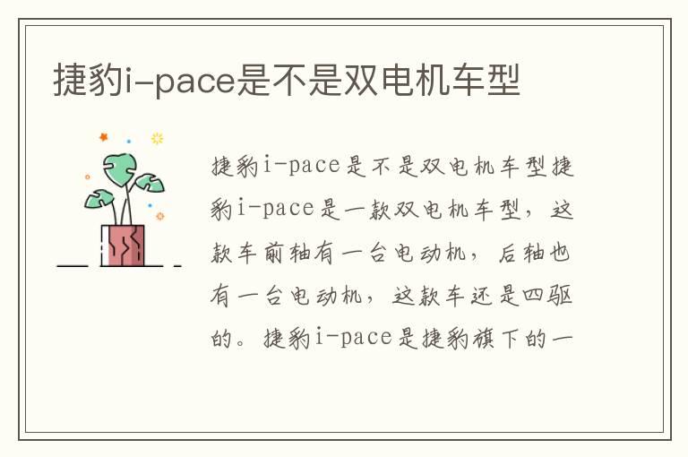 捷豹i-pace是不是双电机车型