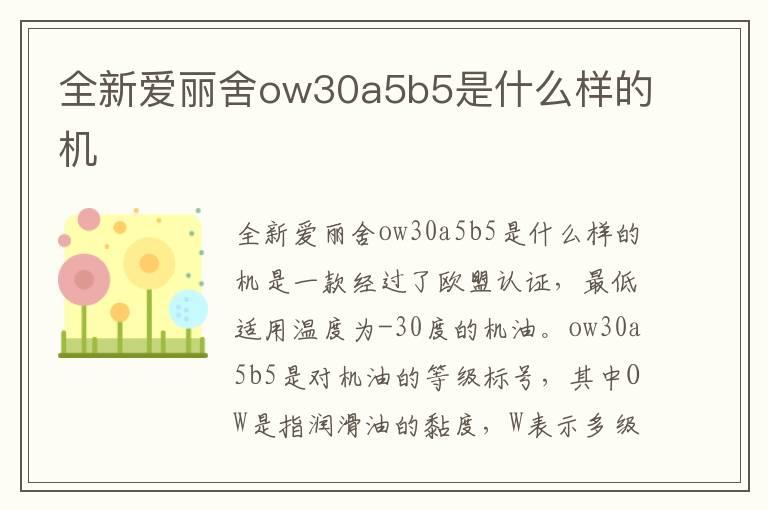 全新爱丽舍ow30a5b5是什么样的机