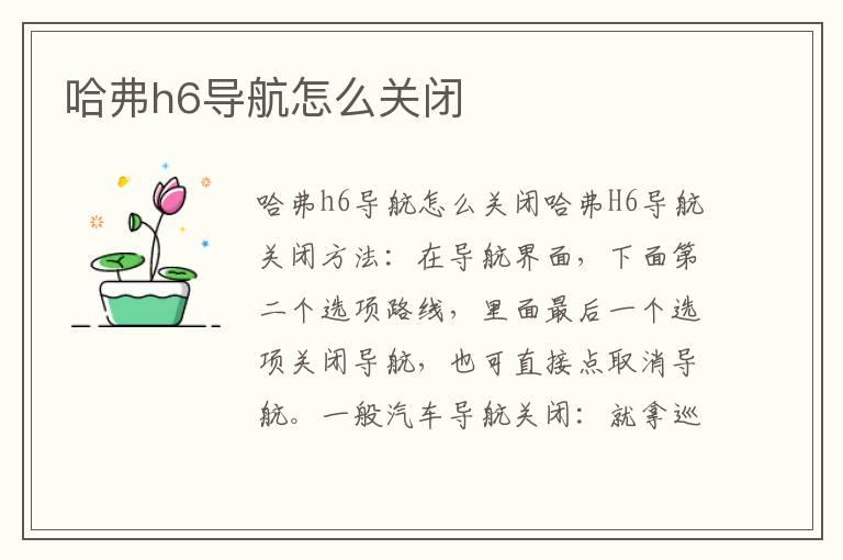 哈弗h6导航怎么关闭